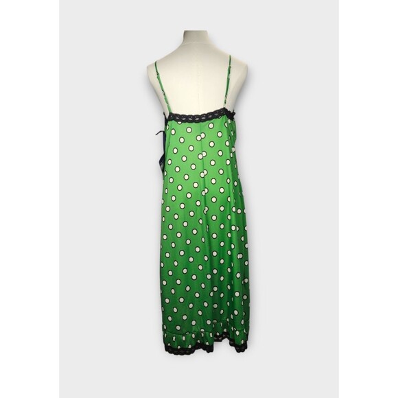Jean Paul Gaultier Target Slip Dress In Green Polka Dot Black Lace - XL - Picture 2 of 15